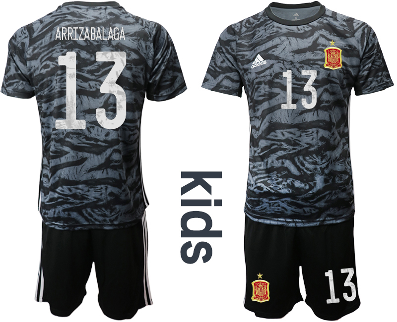 2021 European Cup Espana black Youth goalkeeper #13 soccer jerseys